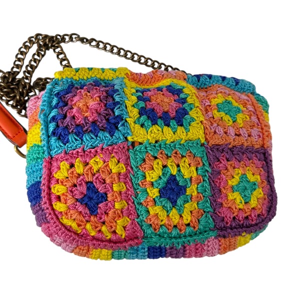 Kurt Geiger London Kensington Crochet Granny Square Colorful with Chain Strap - Picture 6 of 13